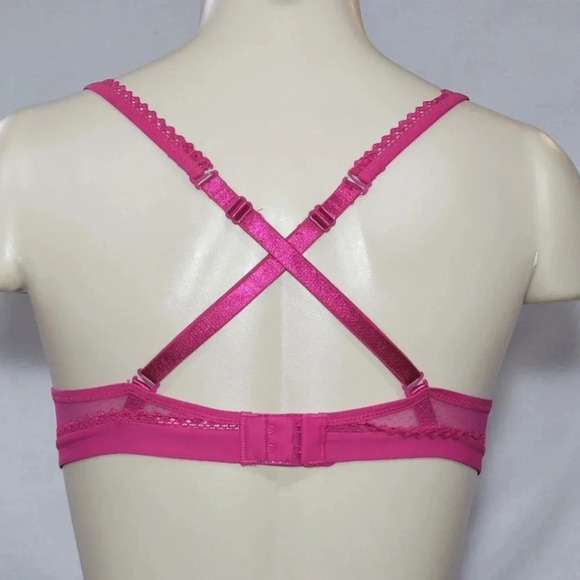 34B Lily Of France 2175210 French Charm Push Up Underwire Bra Raspberry Crave NW - Picture 4 of 4